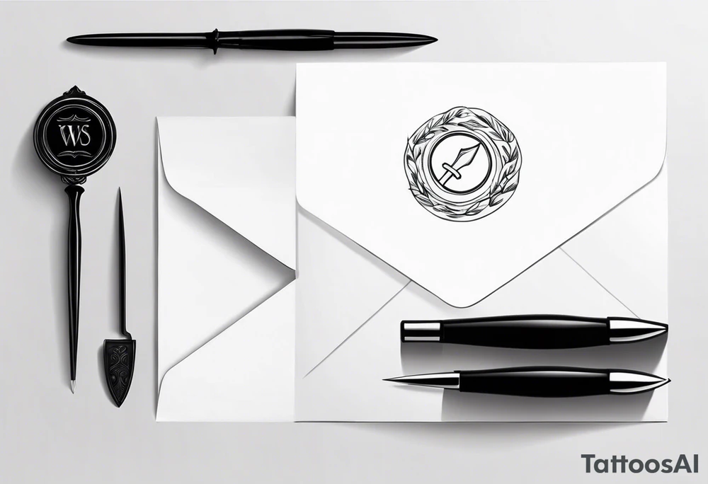 envelope with wax stamp with letter opener on top tattoo idea envelope with wax stamp with letter opener on top tattoo idea