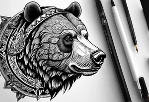 Make me a tattoo of half a bear's face and half a bull's tattoo idea