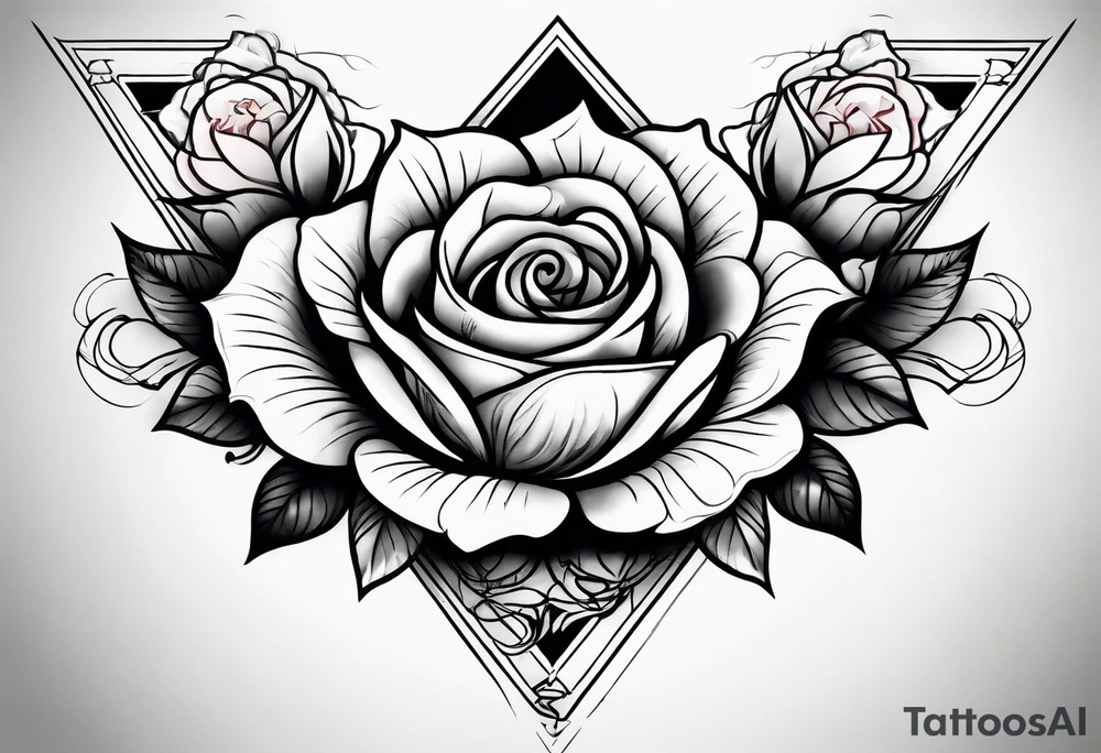A rose tattoo around a triangle tattoo idea