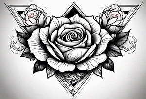 A rose tattoo around a triangle tattoo idea