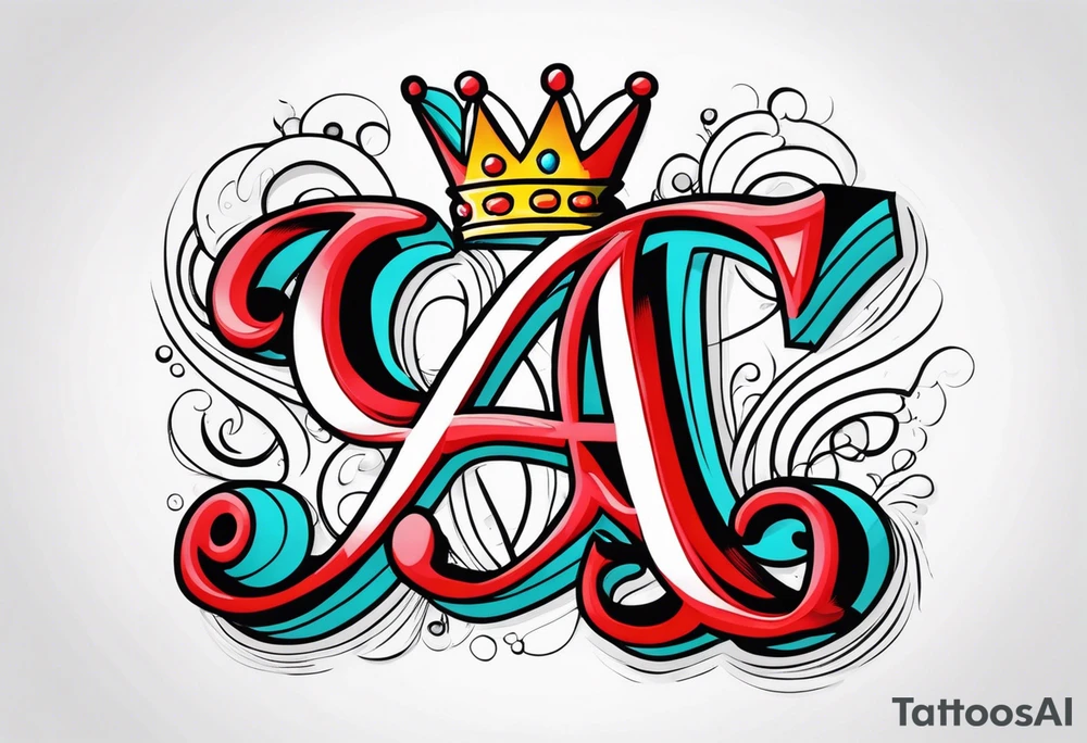 the letter A in cursive with a crown over it that has a money sign in it that can fit on a forearm tattoo idea