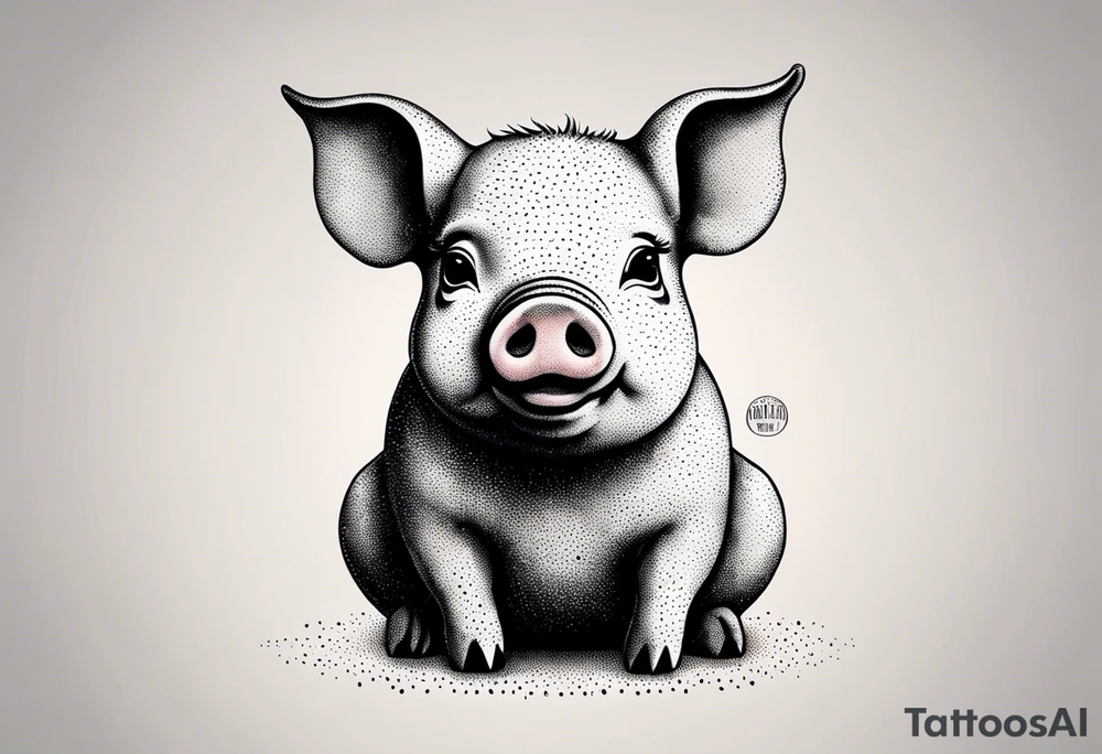 minimalist tattoo of a cute pig or piglet that contains text: "friends. not food" tattoo idea