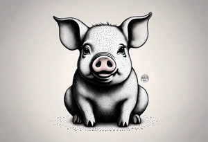 minimalist tattoo of a cute pig or piglet that contains text: "friends. not food" tattoo idea