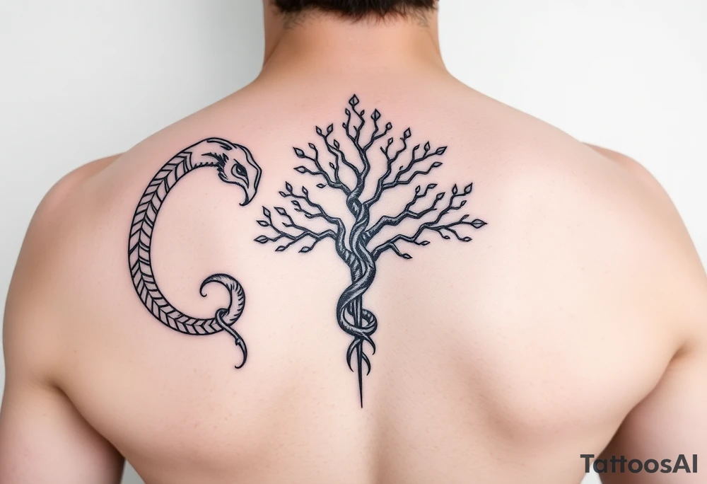oroboros and tree of life tattoo idea