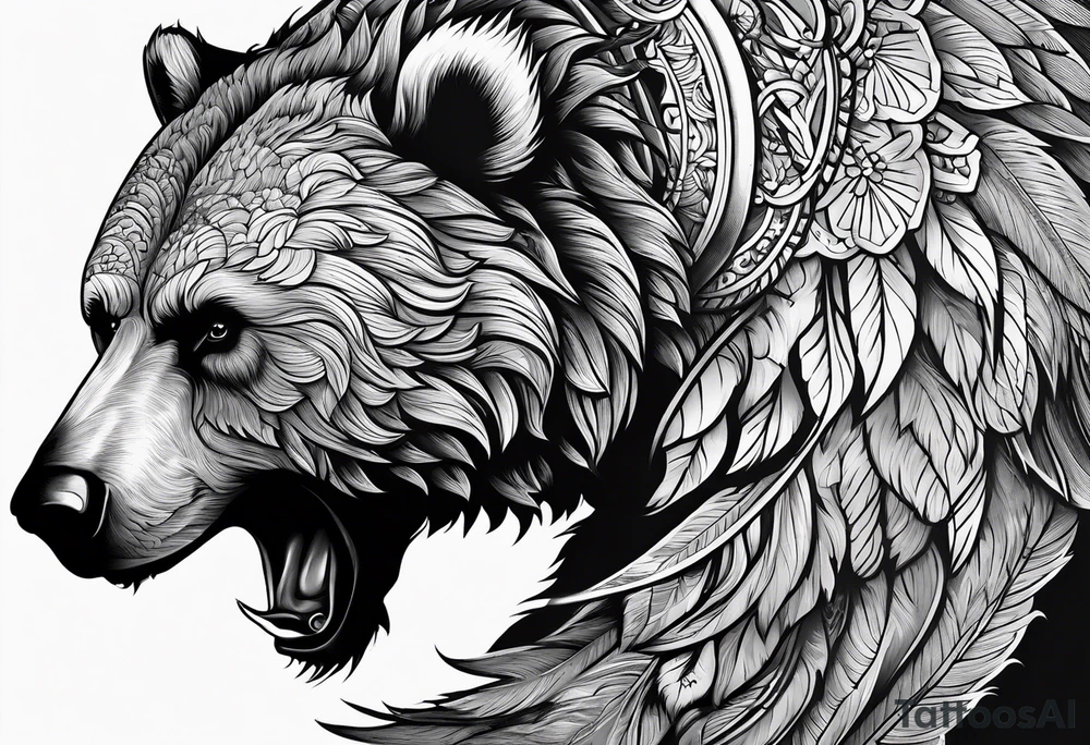 Winged bear tattoo idea