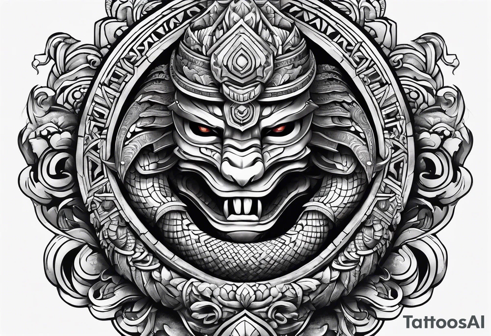 aztec snake sleeve tattoo idea