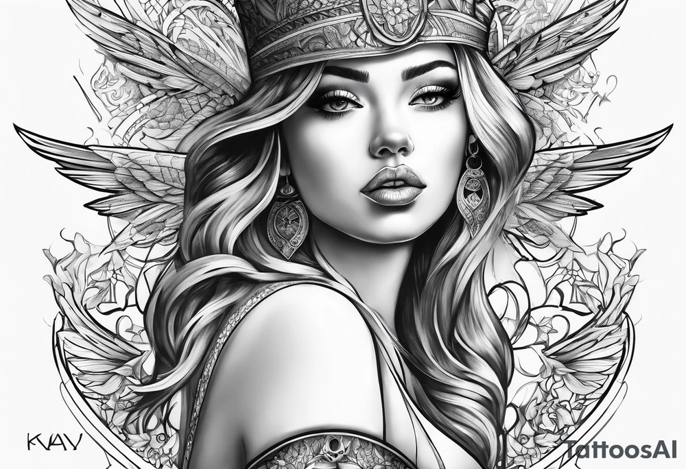 Angle with the name Kay tattoo idea