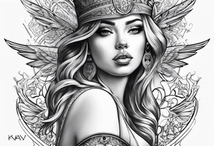 Angle with the name Kay tattoo idea
