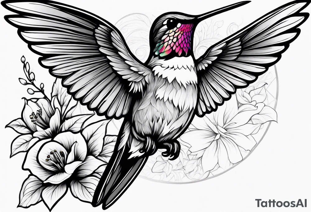 hummingbird and tree tattoo idea