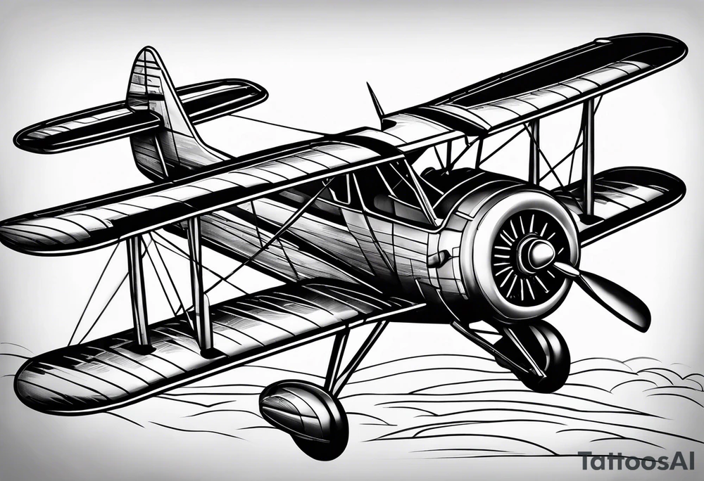 sketch of adventure plane in perspective from the bottom tattoo idea