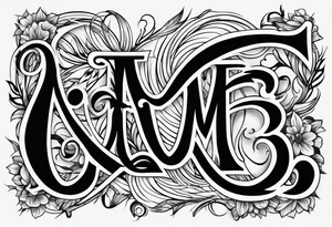 letters: "MRBG" underlined, equally separated
simple, clear, plain, unadorned tattoo idea