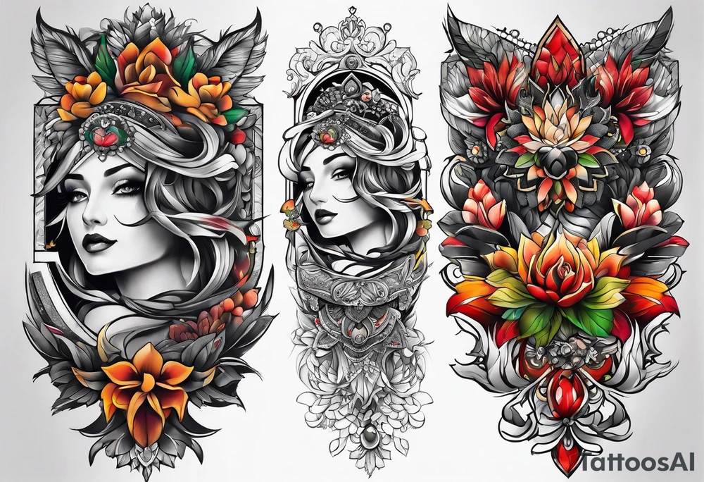 Full leg tattoo sleeve square tattoo idea
