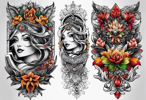 Full leg tattoo sleeve square tattoo idea