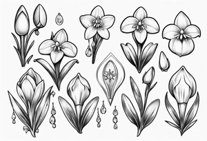Snowdrop and jewels tattoo idea