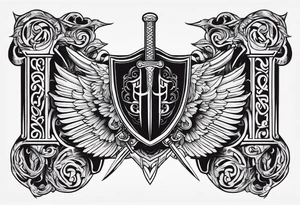 Valhalla scene sword shield tattoo idea