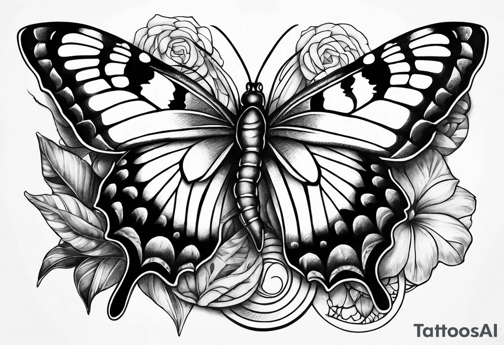 Snake and butterfly mix tattoo idea