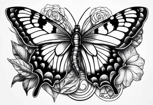 Snake and butterfly mix tattoo idea