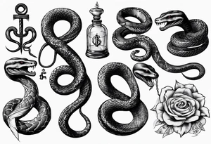 snake choking bank dollars tattoo idea