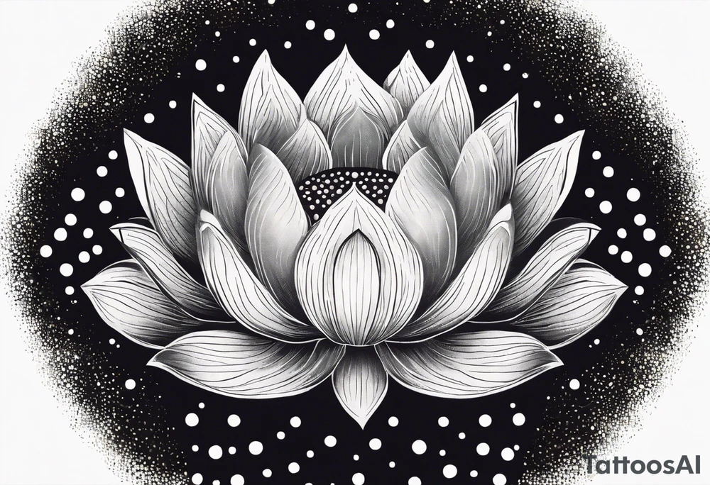 Vibrant lotus flower at night time tattoo idea
