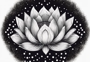 Vibrant lotus flower at night time tattoo idea
