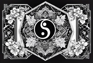 a hexagonal figure depicting ying and yang tattoo idea