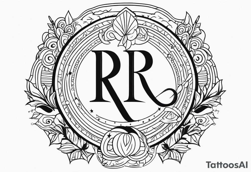 Virgo and Sagittarius zodiac signs with letter RR and date September 11 tattoo idea