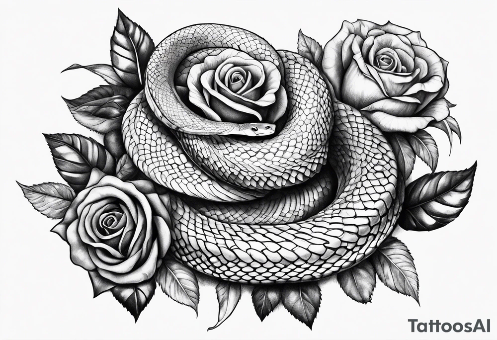 Snake with black rose tattoo idea