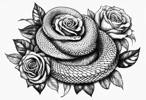 Snake with black rose tattoo idea