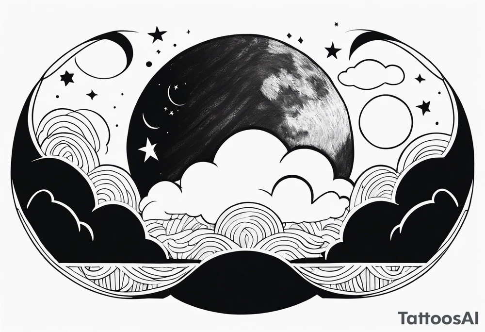 Moon with cloud tattoo idea