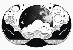 Moon with cloud tattoo idea