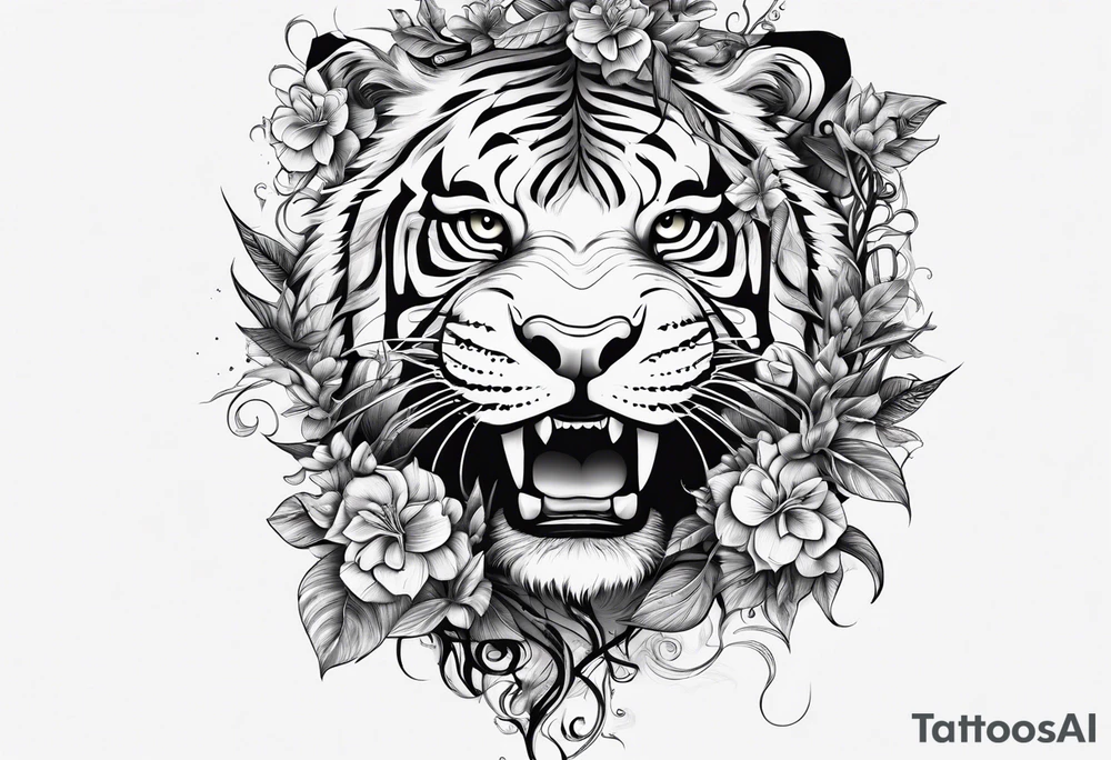 Vines climbing up body with tiger lollies growing and the quote 'then, child make another" written into one of the vines tattoo idea