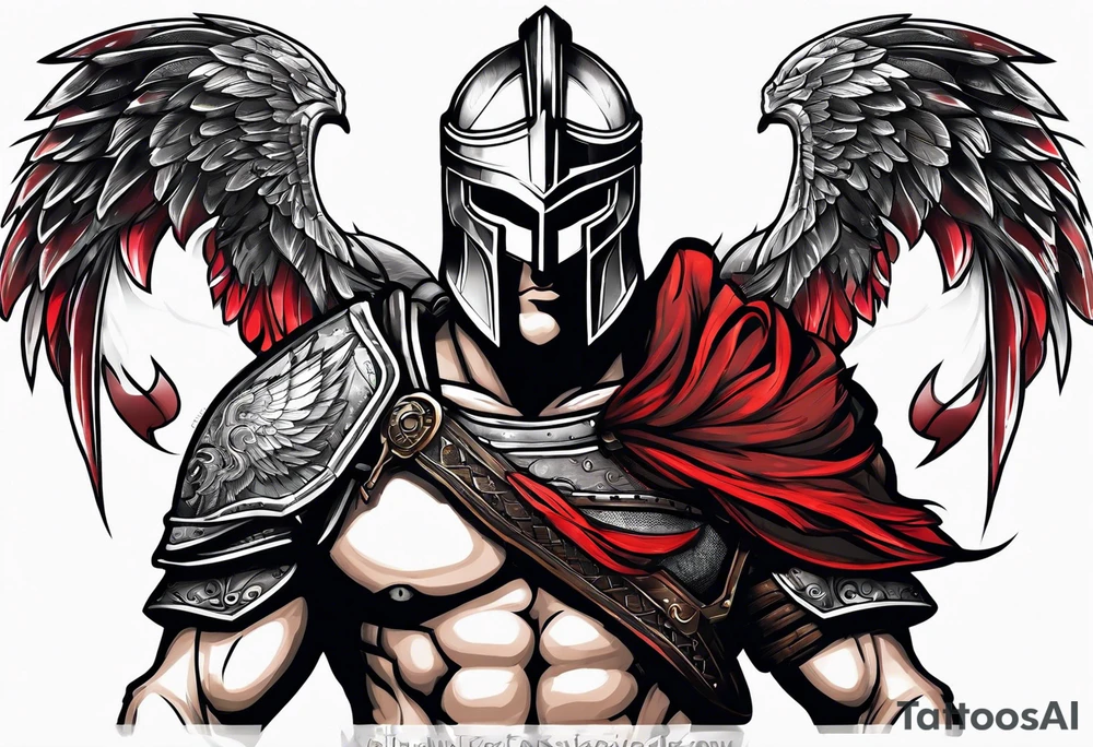 Spartan warrior shoulders and up tattoo idea