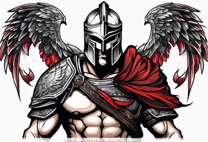 Spartan warrior shoulders and up tattoo idea
