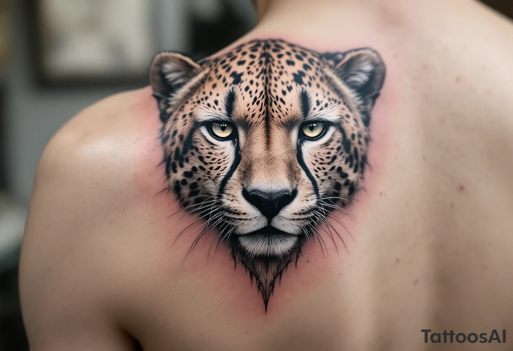 realistic cheetah with the number 62 tattoo idea