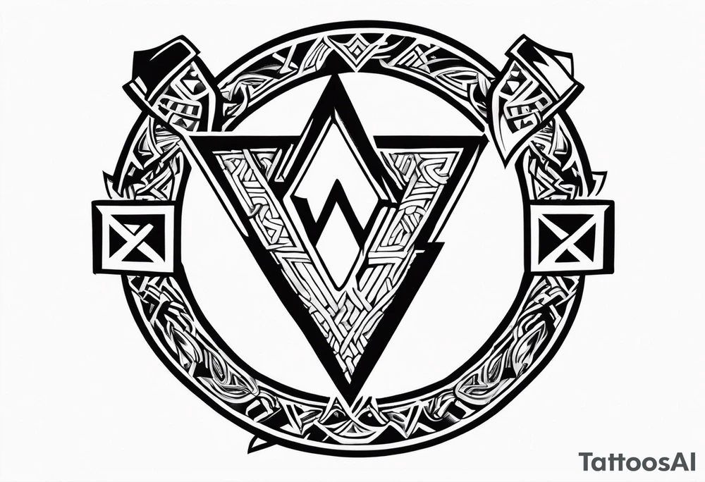 Valhalla sword shield valknut axe tattoo idea