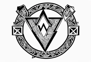 Valhalla sword shield valknut axe tattoo idea