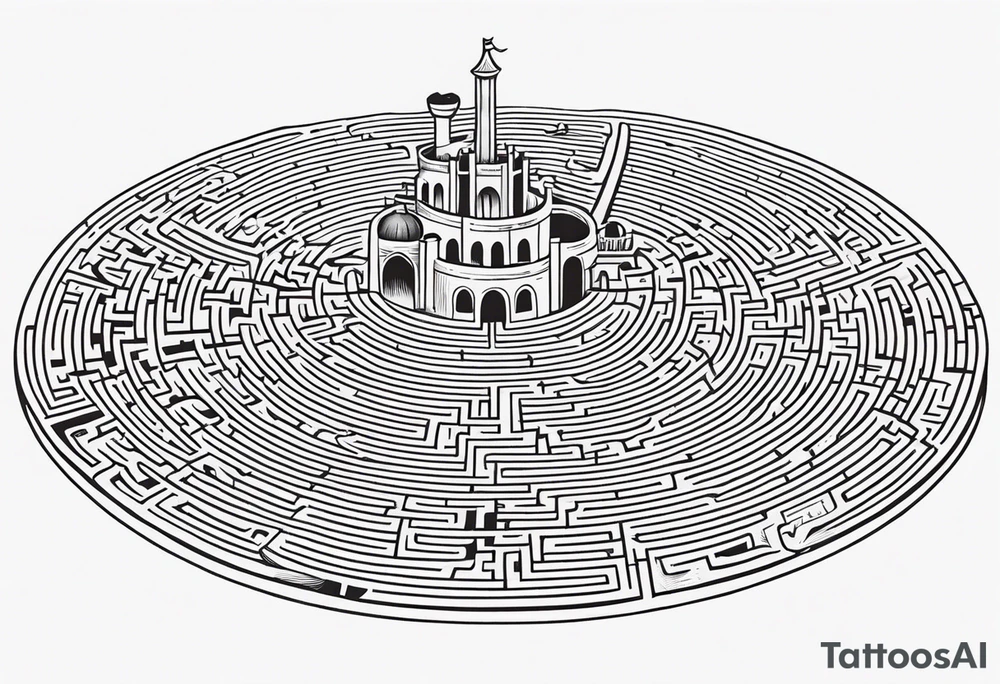 Labyrinth Maze with castle tattoo idea