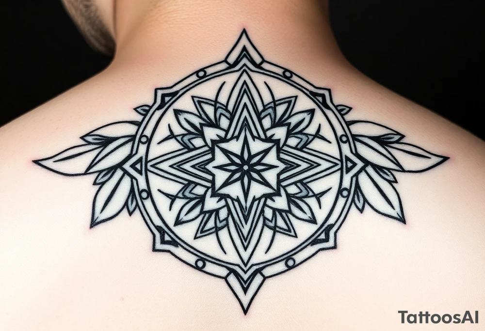 Polynesian geometric shield small neurodiversity tattoo idea