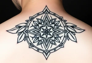 Polynesian geometric shield small neurodiversity tattoo idea