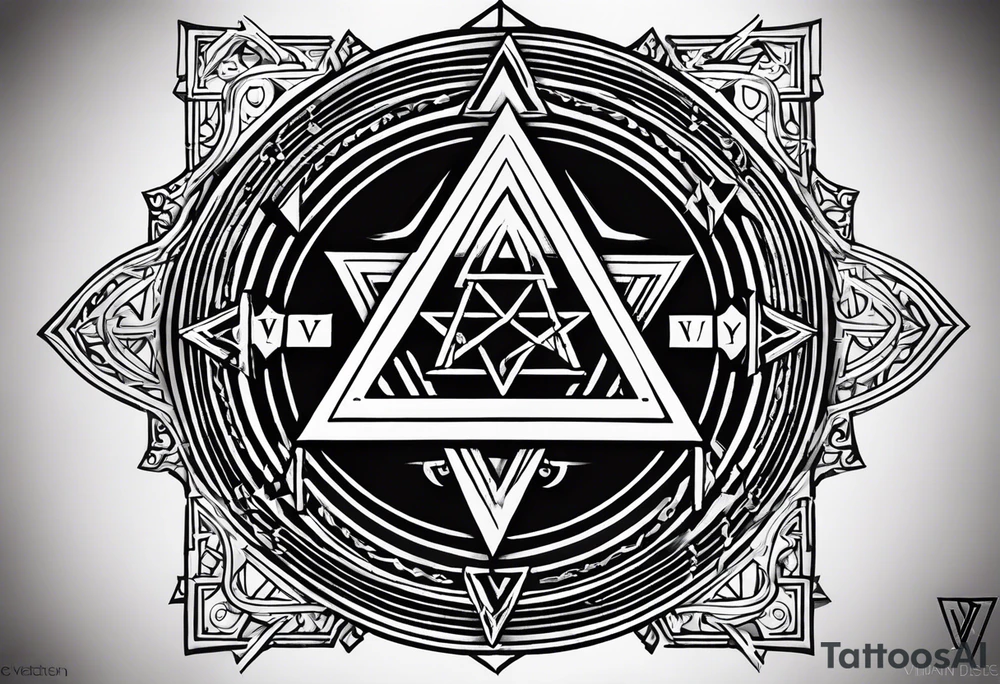 Ancient tetragrammaton to represent God's chosen one with elegant flair and the names "Vivian" and "Brandon" written in Hebrew in the background with a special message from God tattoo idea