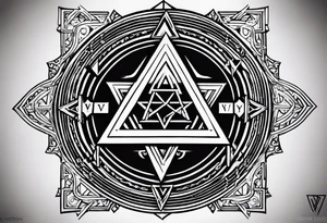 Ancient tetragrammaton to represent God's chosen one with elegant flair and the names "Vivian" and "Brandon" written in Hebrew in the background with a special message from God tattoo idea