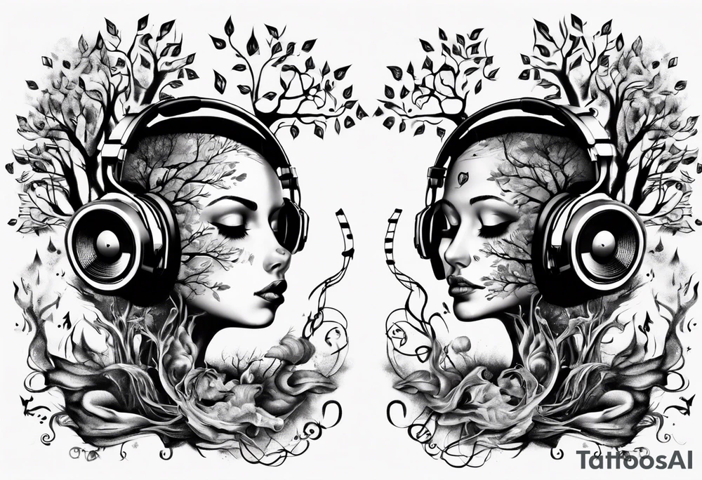 music speaker note tree headphones tattoo idea