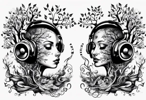 music speaker note tree headphones tattoo idea