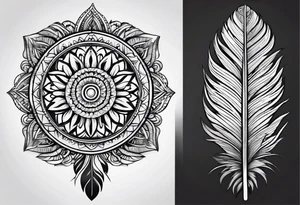 Mandala feather tattoo idea