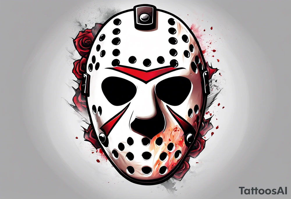 Friday the 13th Jason mask tattoo with smoke tattoo idea