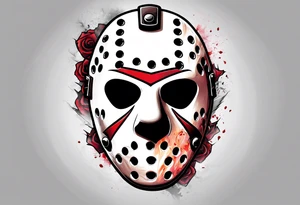 Friday the 13th Jason mask tattoo with smoke tattoo idea