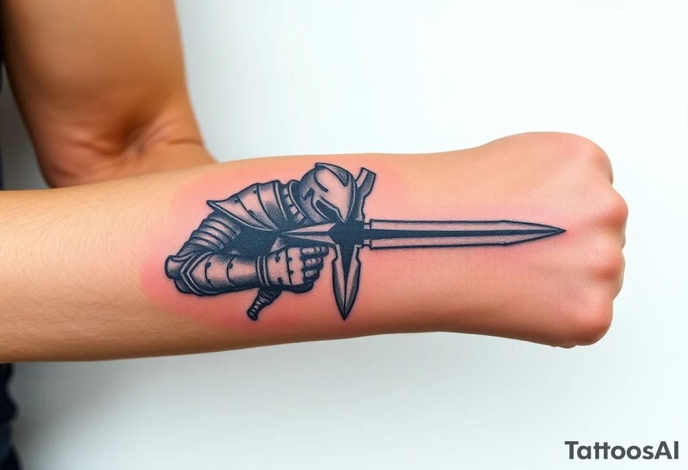 realistic
knight with sword tattoo idea