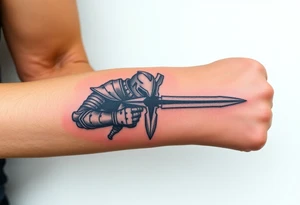 realistic
knight with sword tattoo idea