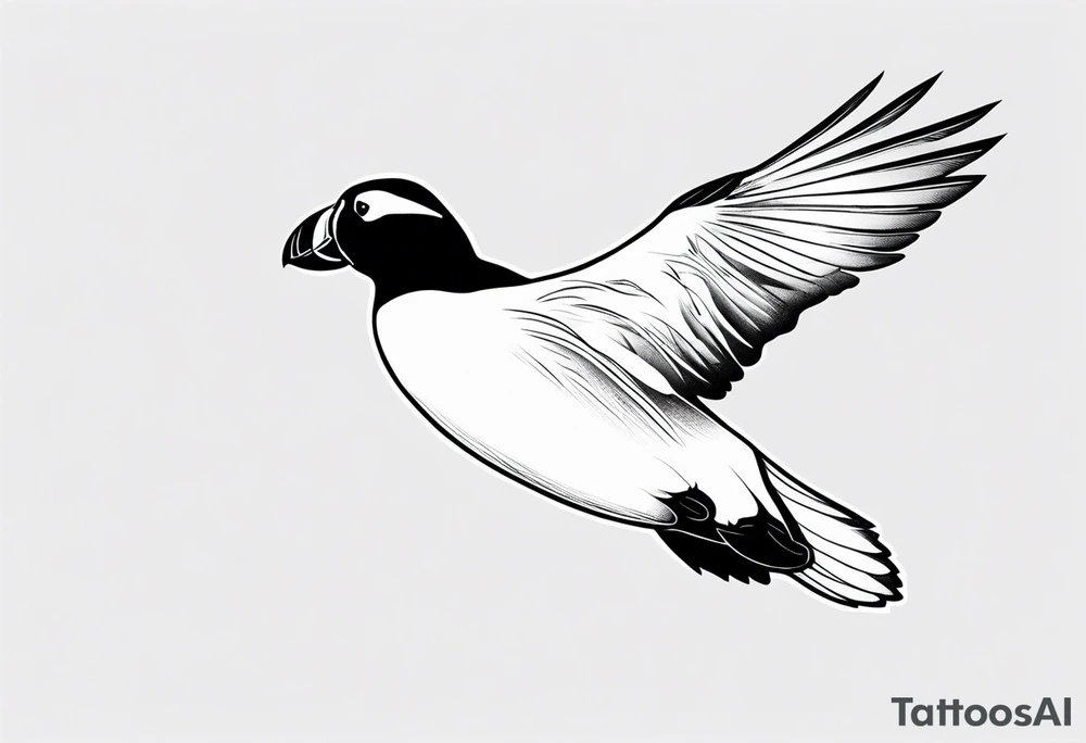 a black flying puffin 
 -  forarm Tattoo tattoo idea