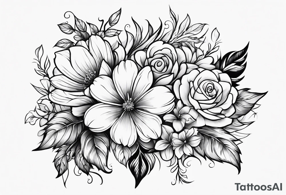 ornaments of flowers tattoo idea